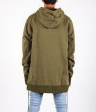 Olive West Side-lace Extended Hoodie