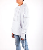 White West Side-lace Extended Hoodie